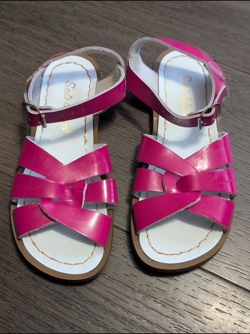Kids Pink Leather Sandals